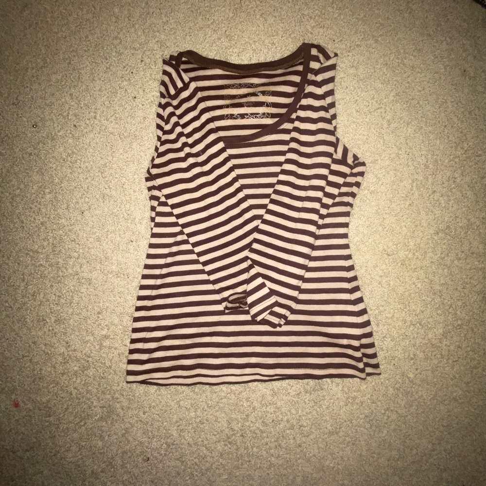 STRIPED VINTAGE BROWN T SHIRT